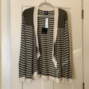 Bobeau Green Striped Cardigan